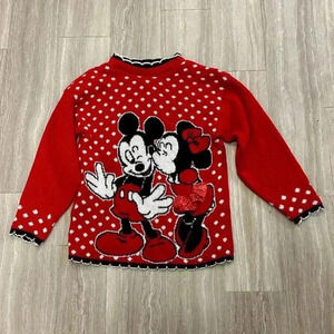 Disney Vintage Minnie and Mickey Kids Girls Sweater - 90's - Size 14/L